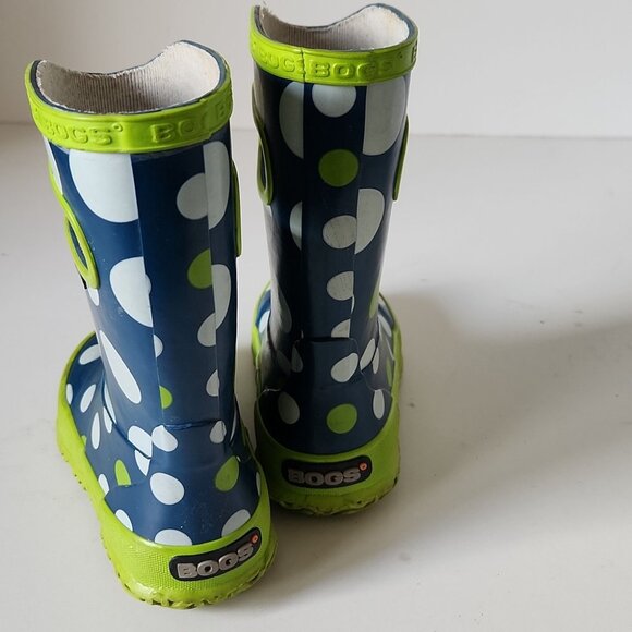 BOGS | Polka Dots Rain Boots Navy Green Sz 7 - Picture 3 of 4